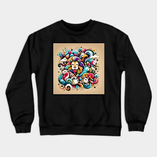 Whimsical Wildlife: Colorful Animal Fantasy Crewneck Sweatshirt